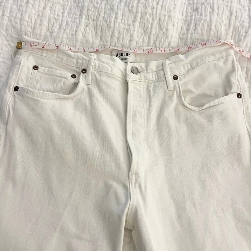 Agolde White Riley Crop Straight Leg Jeans Size 31 - Picture 11 of 13
